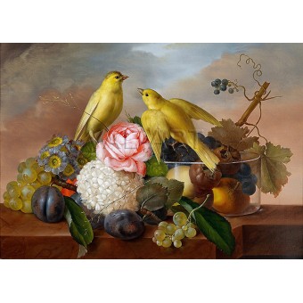 РЕПРОДУКЦИИ НА КАРТИНИ Натюрморт с плодове цветя и птици (1850)